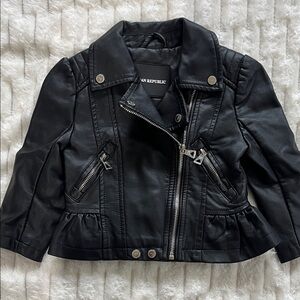 2T Girls Black Faux Leather Jacket